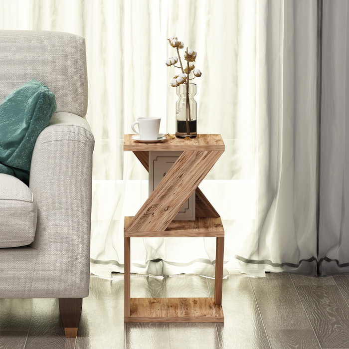 Hanah Home Mesa auxiliar Albeni Atlantic Pine Pino Atlantico Tablero de Partículas Melamina 29.6x54.2x29.6 cm